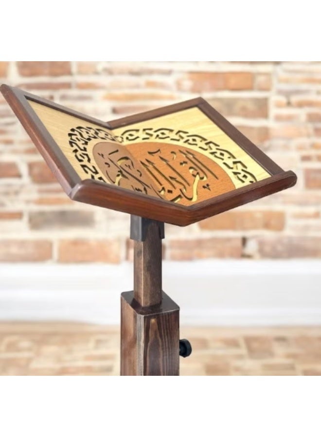 SUNDUS Luxury Adjustable Wooden Quran Stand - Elegant Design with Mobility and Height Adjustment - Image 4